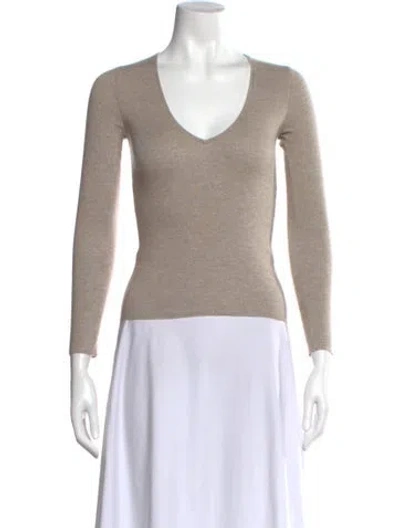 Pre-owned Brunello Cucinelli V-neck Sweater W/ Tags In Neutral