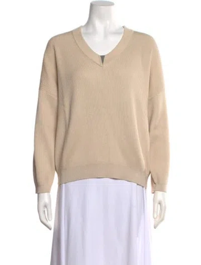 Pre-owned Brunello Cucinelli V-neck Sweater W/ Tags In Neutral