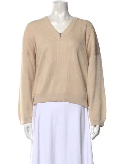 Pre-owned Brunello Cucinelli V-neck Sweater W/ Tags In Neutral