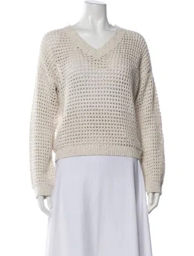 Pre-owned Brunello Cucinelli V-neck Sweater W/ Tags In Neutral