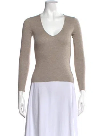 Pre-owned Brunello Cucinelli V-neck Sweater W/ Tags In Neutral