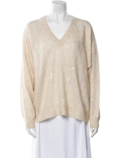 Pre-owned Brunello Cucinelli V-neck Sweater W/ Tags In Neutral