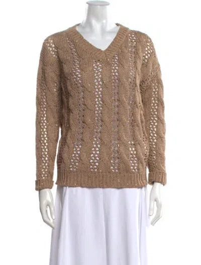 Pre-owned Brunello Cucinelli V-neck Sweater W/ Tags In Neutrals