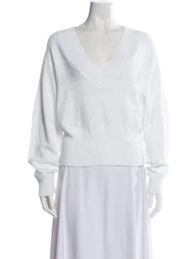 Pre-owned Brunello Cucinelli V-neck Sweater W/ Tags In White
