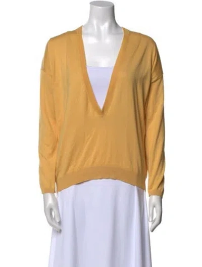 Pre-owned Brunello Cucinelli V-neck Sweater W/ Tags In Yellow