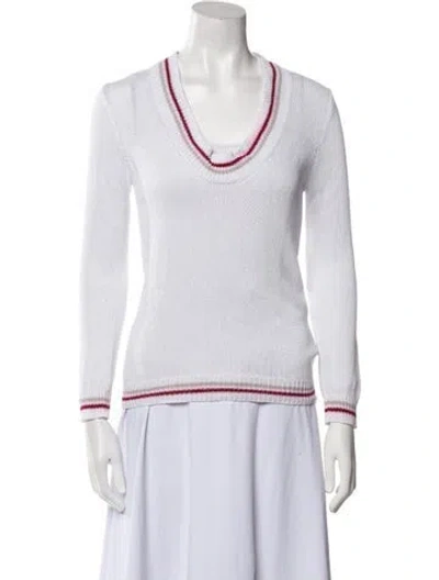 Pre-owned Brunello Cucinelli V-neck Sweater In White