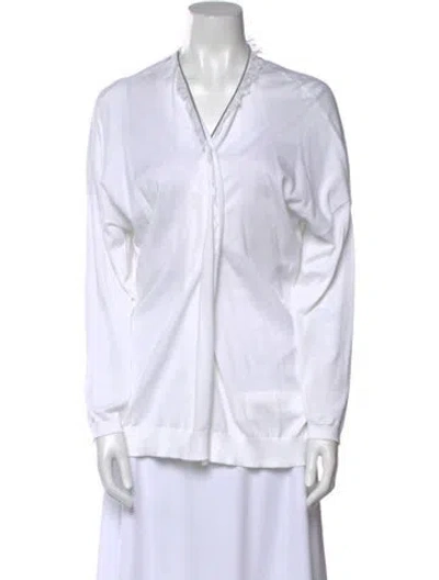 Pre-owned Brunello Cucinelli V-neck Sweater In White