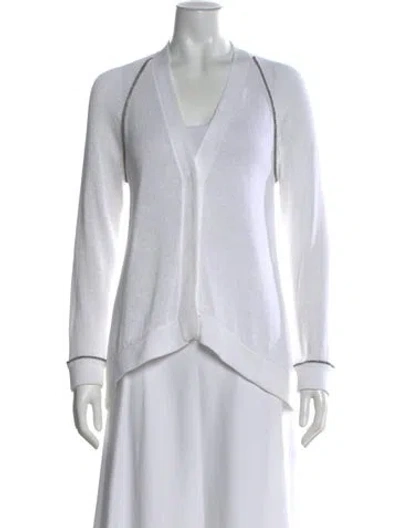 Pre-owned Brunello Cucinelli V-neck Sweater In White