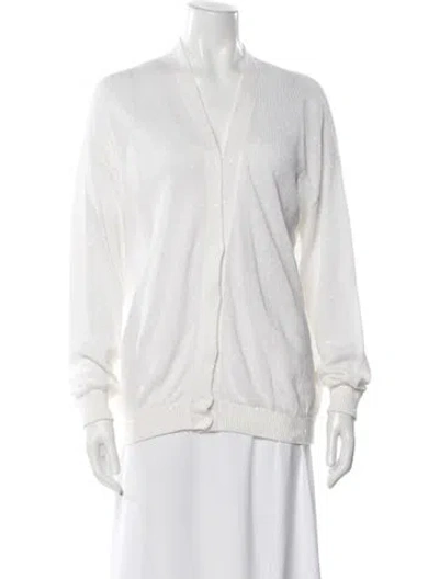 Pre-owned Brunello Cucinelli V-neck Sweater In White