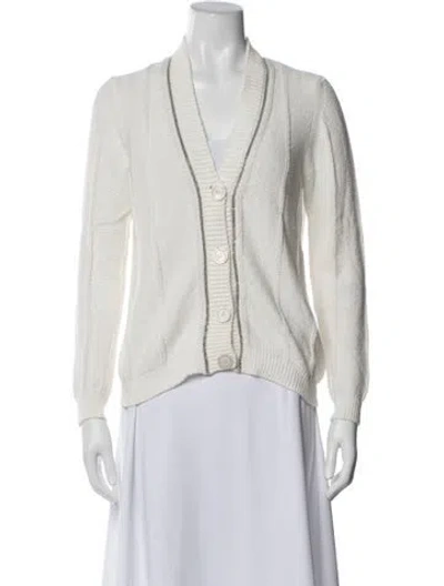 Pre-owned Brunello Cucinelli V-neck Sweater In White