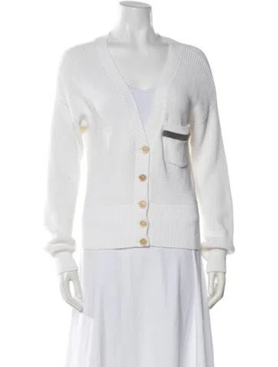 Pre-owned Brunello Cucinelli V-neck Sweater In White