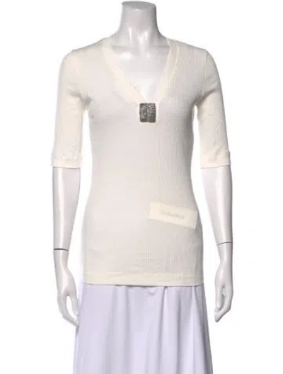 Pre-owned Brunello Cucinelli V-neck Sweater In White