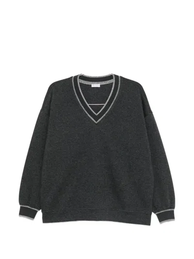 Brunello Cucinelli V-neck Sweatshirt In Black