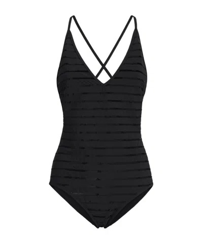 Brunello Cucinelli V-neck Swimsuit In Black