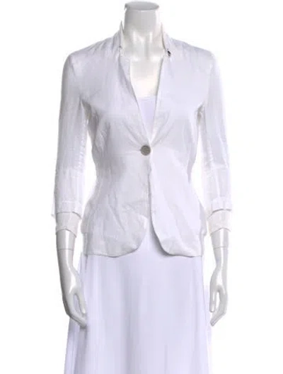 Pre-owned Brunello Cucinelli V-neck Three-quarter Sleeve Button-up Top In White