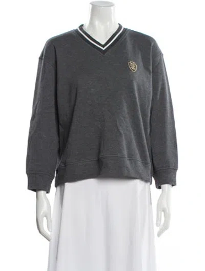 Pre-owned Brunello Cucinelli V-neck Three-quarter Sleeve Sweatshirt In Gray