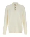 Brunello Cucinelli Long Sleeves Cashmere Polo Sweater In White