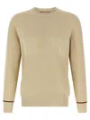 Brunello Cucinelli Waffle Stitch Cotton Sweater Sweaters And Cardigans Beige In Gold