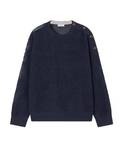 Brunello Cucinelli Waffle-knit Cashmere Sweater In Multi