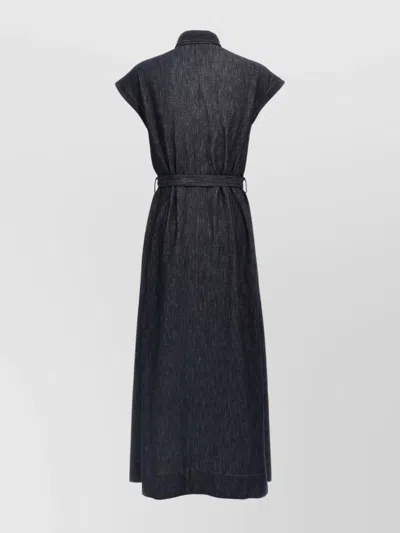 Brunello Cucinelli Waist Belt Cap Sleeve Denim Dress
