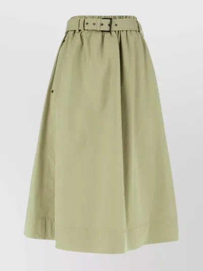 Brunello Cucinelli Waist Belted Pleated Midi Length Skirt In Green