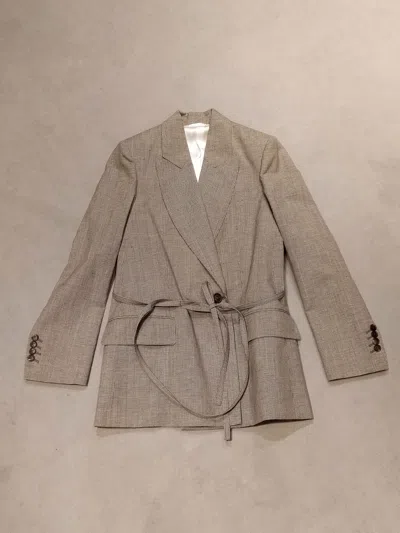 Brunello Cucinelli Waistband Lapel Suit Jacket In Gray
