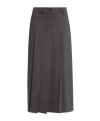 Brunello Cucinelli Pleated Long Skirt In Virgin Wool Techno Gauze In Gray