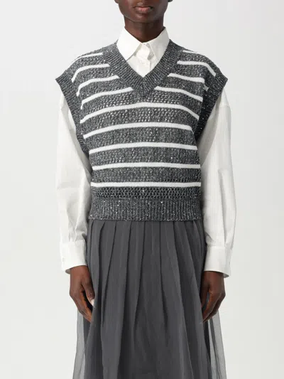 BRUNELLO CUCINELLI WAISTCOAT BRUNELLO CUCINELLI WOMAN COLOR BLUE,G55305009