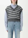 Brunello Cucinelli Dazzling Striped Net Knit Linen Sweater In Blue