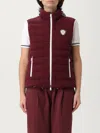 Brunello Cucinelli Logo Quilted High Collar Sleeveless Jacket In Burgundy