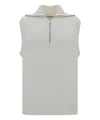 Brunello Cucinelli Ribbed Cotton High Collar Sleeveless Vest In White