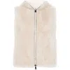 Brunello Cucinelli Faux-fur Hooded Gilet In Neutrals