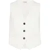Brunello Cucinelli Herringbone-pattern V-neck Button-down Gilet In White