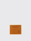 Brunello Cucinelli Brown Suede Card Holder With Embossed Logo In Orange