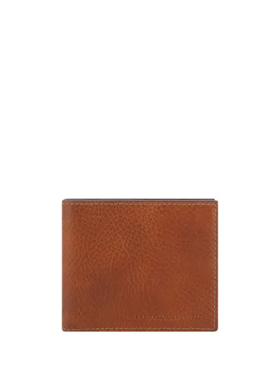 Brunello Cucinelli Leather Wallet In Copper
