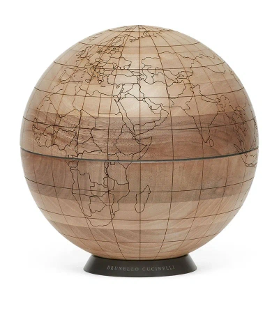 Brunello Cucinelli Walnut Engraved Globe In Neutrals