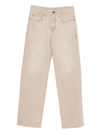 Brunello Cucinelli Washed Cotton Jeans In Neutral