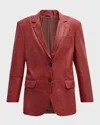 Brunello Cucinelli Natural Leather Blazer With Monili In C7378 Brick