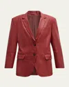 Brunello Cucinelli Natural Leather Blazer With Monili In C7378 Brick