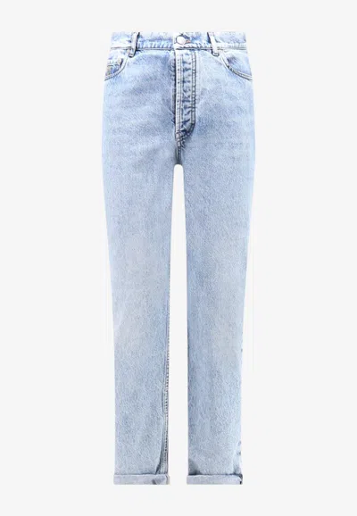 Brunello Cucinelli Washed Straight-leg Jeans In Blue