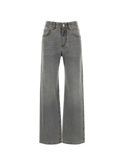 Brunello Cucinelli Washed Straight-leg Jeans In Gray
