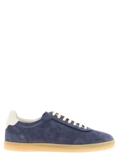 Brunello Cucinelli Washed Suede Sneakers In Gray
