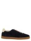 Brunello Cucinelli Washed Suede Sneakers With Contrast Leather Heel And Durable Latex Sole In Black