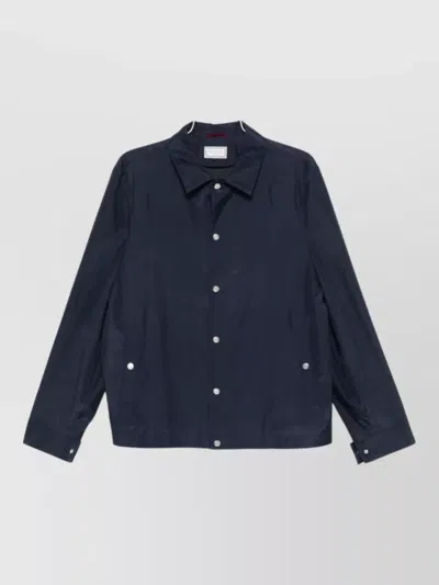 Brunello Cucinelli Water Repellent Blouson Jacket Long Sleeves In Blue