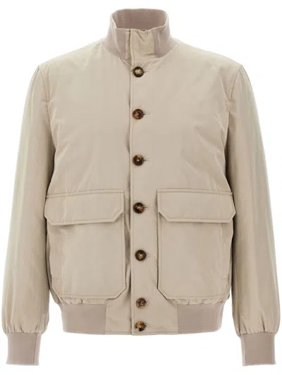 Brunello Cucinelli Water-repellent Bomber Jacket In Neutrals