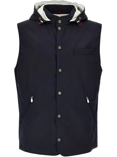 Brunello Cucinelli Water-resistant Hooded Gilet In Black