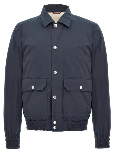 Brunello Cucinelli Water Repellent Jacket Casual Jackets And Parka In Blue
