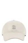 BRUNELLO CUCINELLI BRUNELLO CUCINELLI WATER-REPELLENT MICROFIBRE BASEBALL CAP WITH CONTRASTING DETAILS AND EMBROIDERED 