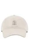 BRUNELLO CUCINELLI BRUNELLO CUCINELLI WATER-REPELLENT MICROFIBRE BASEBALL CAP WITH CONTRASTING DETAILS AND EMBROIDERED 