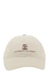 Brunello Cucinelli Men Water-repellent Microfibre Baseball Cap With Embroidered Logo In Neutral